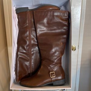 Knee high brown wide calf boots